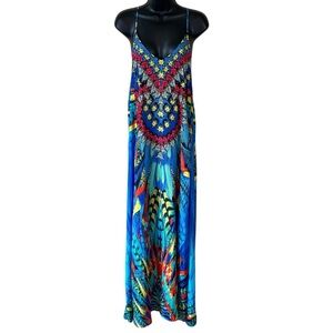 La Moda True Colors Resort Maxi T Back Kaftan Dress With Pockets